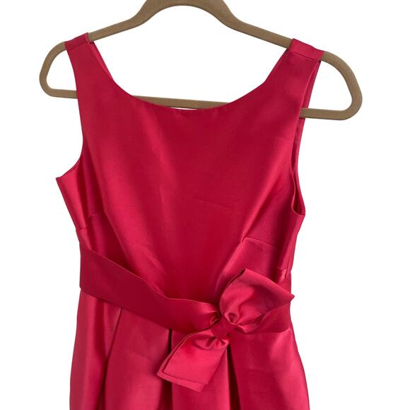 Eliza J Sleeveless Coral Pink Satin Bow Accent Dress Womens Size 4 FLAWED - Picture 4 of 9